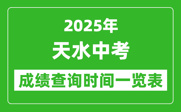 天水中考成绩查询时间2025年具体时间一览表