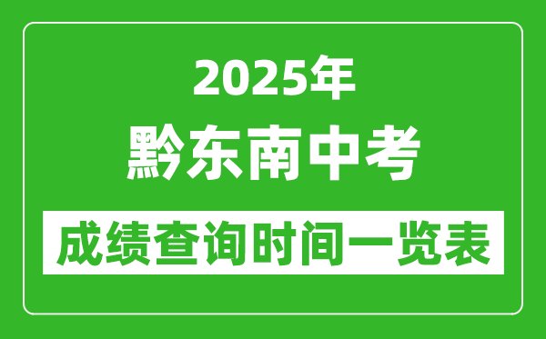 黔东南中考成绩查询时间2025年具体时间一览表