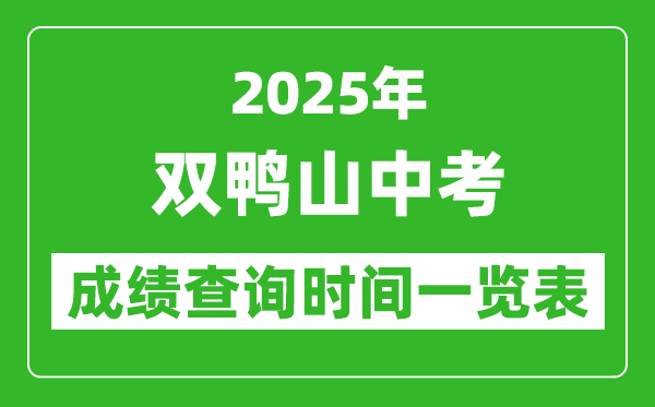 双鸭山中考成绩查询时间2025年具体时间一览表