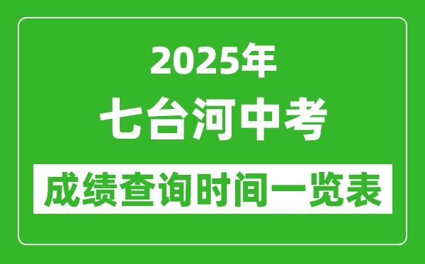 七台河中考成绩查询时间2025年具体时间一览表