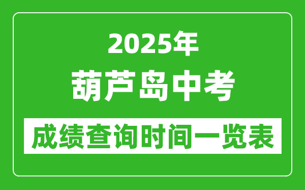 葫芦岛中考成绩查询时间2025年具体时间一览表