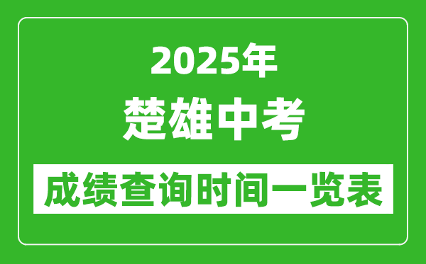 楚雄中考成绩查询时间2025年具体时间一览表