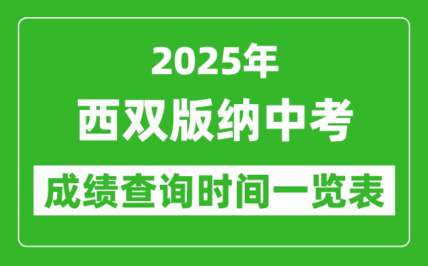 西双版纳中考成绩查询时间2025年具体时间一览表