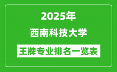 2025年西南科技大学王牌专业排名一览表(含录取分数线)